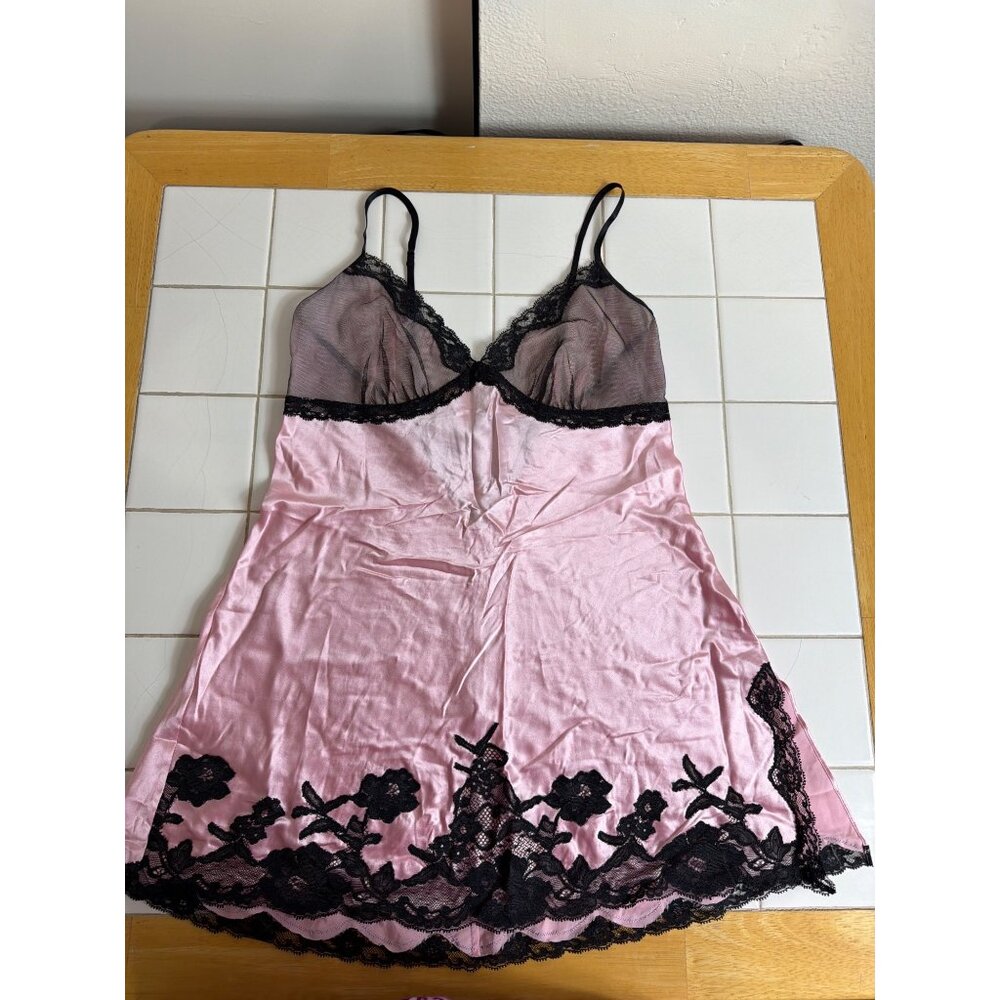 Vintage Victoria's Secret 100% Silk Pink Lace Slip Dress Size S Y2K - Picture 10 of 14